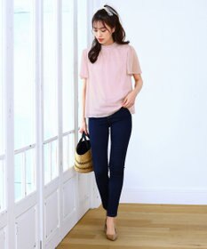 Tiaclasse 【洗える】大人上品なシフォンジャガードフリルカラーブラウス