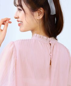 Tiaclasse 【洗える】大人上品なシフォンジャガードフリルカラーブラウス