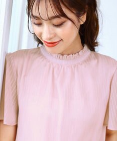 Tiaclasse 【洗える】大人上品なシフォンジャガードフリルカラーブラウス