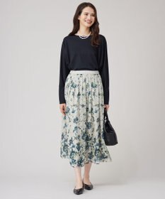 自由区 L 【洗える】オータムダリアプリント スカート