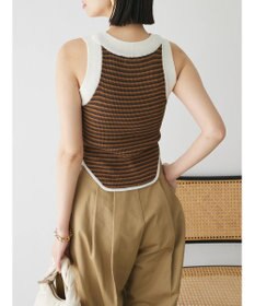 Green Parks デザインヘム配色ニットタンクトップ