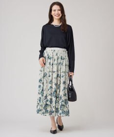 自由区 L 【洗える】オータムダリアプリント スカート