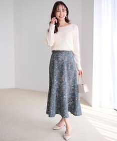 ANY SIS 【洗える】フラワープリントペプラム スカート