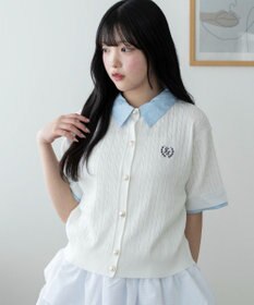 WEGO キンボタンエリツキケーブルニット