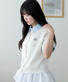 WEGO キンボタンエリツキケーブルニット