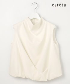 23区 L 【エステータ】コットンダブルクロス ノースリーブブラウス