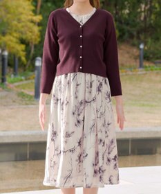 Tiaclasse 【2点セット】ニットボレロ＋花柄ワンピースセット