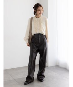 Te chichi フロントフリルバイカラーブラウス