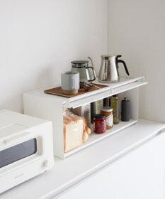 tower 前が開くキッチンカウンター上収納ラック タワー D24 ホワイト
