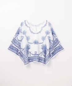 GRACE CONTINENTAL スカーフプリントポンチョトップ