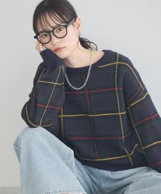 earth music&ecology チェックジャガードニットプルオーバー