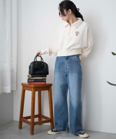 WEGO ハーフZIP襟付きショートスウェット