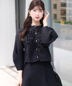 Feroux 【洗える】パフスリーブフリル ニットセットアップ