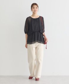 earth music&ecology レイヤードライクドット柄ブラウス