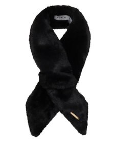 MOONBAT FURLA（フルラ）ファーティペット 差し込み 三角 ロゴプレート付 ファーマフラー フェイクファー