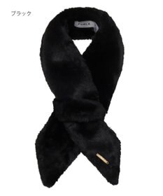 MOONBAT FURLA（フルラ）ファーティペット 差し込み 三角 ロゴプレート付 ファーマフラー フェイクファー