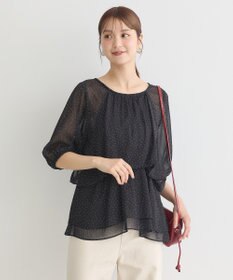 earth music&ecology レイヤードライクドット柄ブラウス
