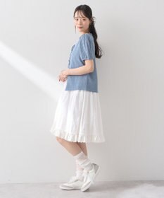 earth music&ecology 透かし編みフロントリボンカーディガン