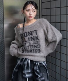 WEGO シャギー2WAYグラフィックワンショルニット