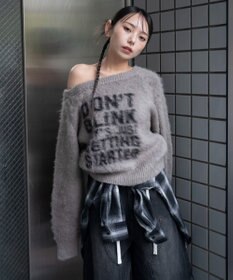 WEGO シャギー2WAYグラフィックワンショルニット