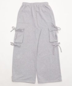 WEGO 【ウエストゴム】リボンカーゴスウェットパンツ