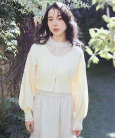 earth music&ecology パールボタンショートニットカーディガン