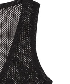 earth music&ecology フラワー刺繍メッシュベスト