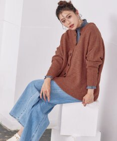 Tiaclasse 【洗える】クルーネックメランジカーディガン