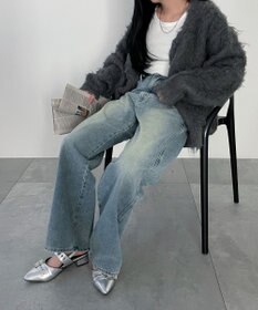 WEGO 【新色追加/美脚/XSSMLサイズ展開】ストレートデニムパンツ