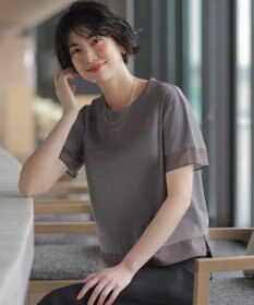 J.PRESS LADIES 【シーンレスに活躍】コットンスムース シアーデザイン カットソー モカ系
