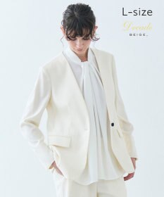 BEIGE， 【洗える・L-size】CAROLE / リネンライクノーカラーハーフ丈ジャケット