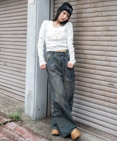 WEGO レイヤード風レースアップトップス