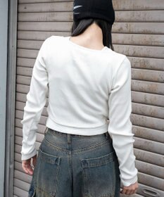 WEGO レイヤード風レースアップトップス