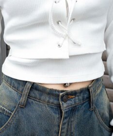 WEGO レイヤード風レースアップトップス