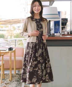 Tiaclasse 【2点セット】ニットボレロ＋花柄ワンピースセット