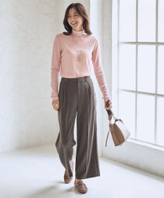 ANY L ウール混リブタートルネックカットソー