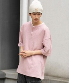 WEGO 【ユニセックス着用ITEM/MLサイズ展開】スラブヘンリーネックT（SS）