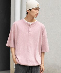 WEGO 【ユニセックス着用ITEM/MLサイズ展開】スラブヘンリーネックT（SS）
