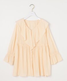 ANY SIS 【洗える】シアーヴィンテージライクラッフル ブラウス