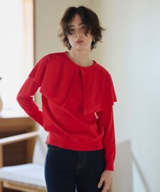 #Newans 【洗える】ケープカラープルオーバー レッド