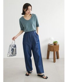 Green Parks インド綿 デニムストレートパンツ