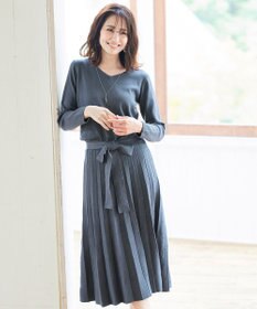 Tiaclasse L 【洗える】1枚で着映えするチェック柄編みニットワンピース