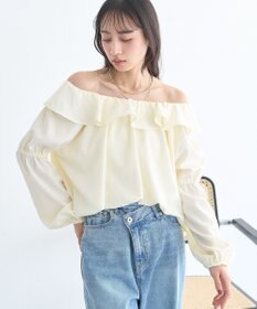 earth music&ecology 2wayオフショルバルーンヘムフリルブラウス