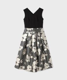 GRACE CONTINENTAL ドットボタニカルジャガードドレス