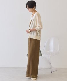 AMERICAN HOLIC 5分袖シアーVネックニットカーディガン