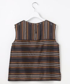 自由区 マルチストライプジャカードノースリーブ ブラウス