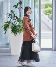 Tiaclasse 【洗える】クルーネックメランジカーディガン