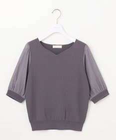 ANY SIS 【洗える】ハートネックファブリックコンビ ニット