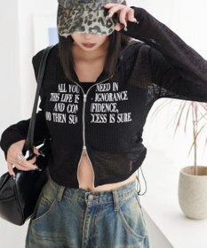 WEGO グラフィックシアーリブパーカー