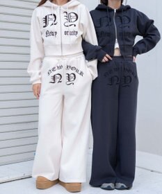 WEGO グラフィック裏起毛ショートZIPパーカー